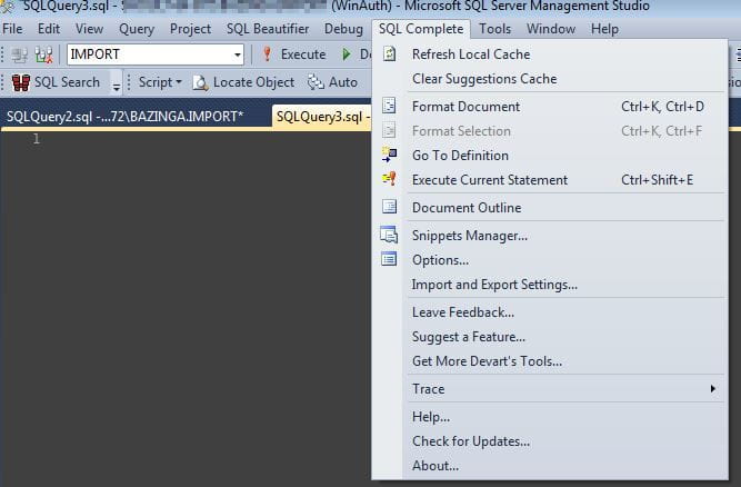 SQLCompleteMainMenuDropDown