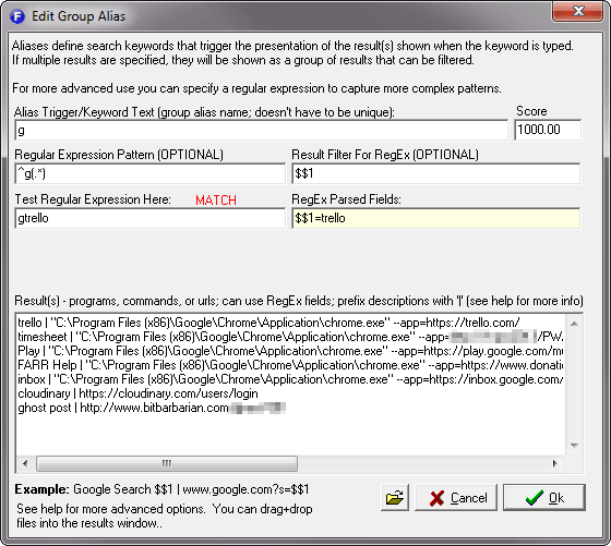 multiple options to launch inside an alias