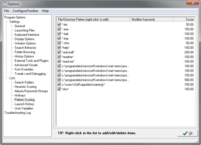 boost search points for file types or folders