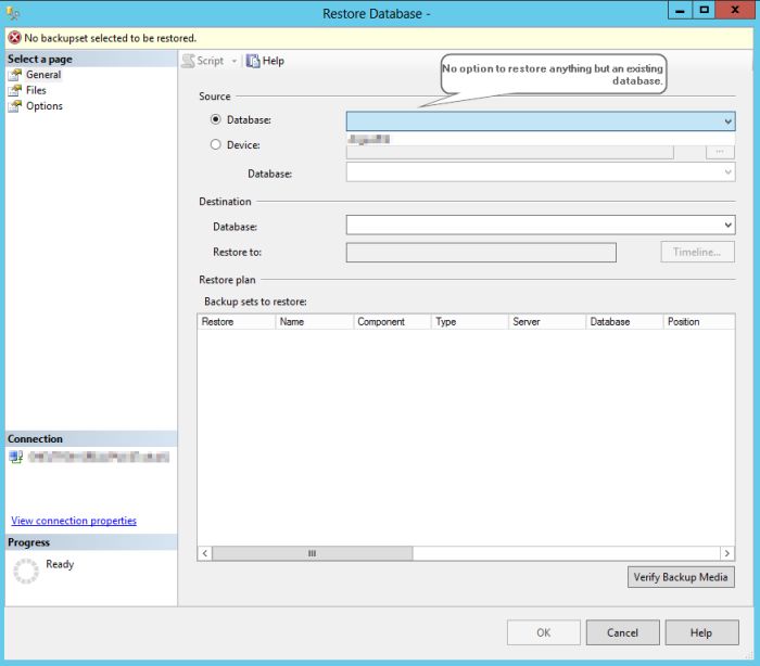Restore database doesn
