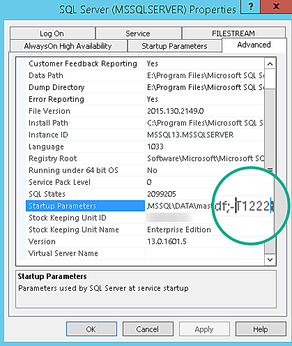 Startup Properties Setting for Confirmation